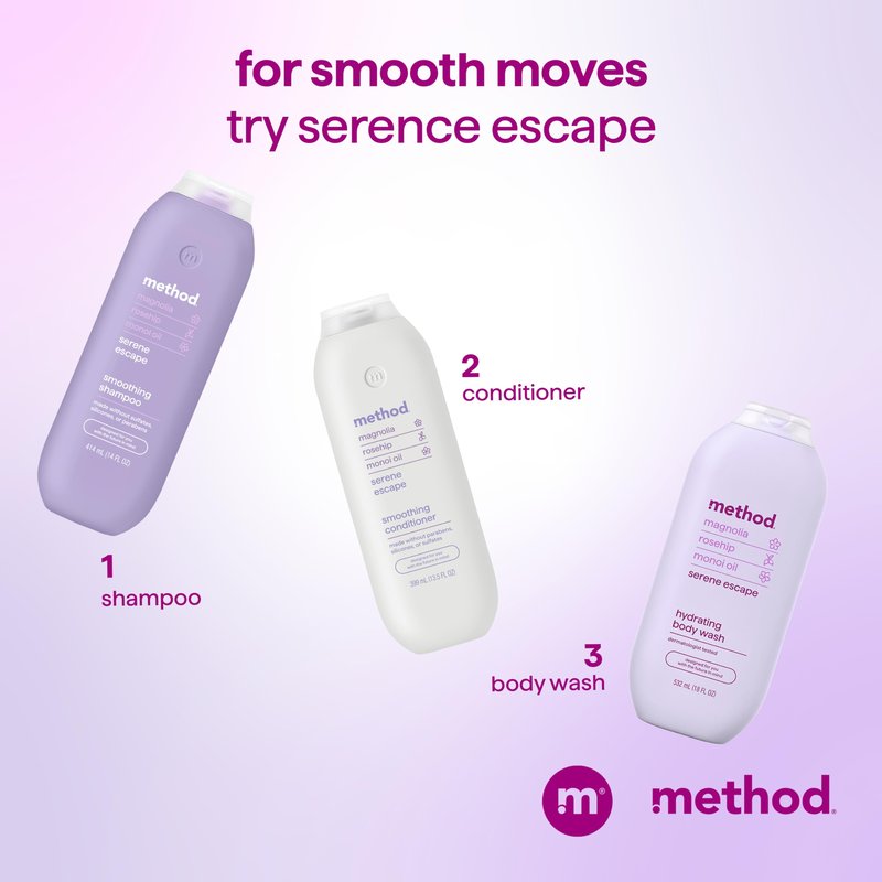 Method Smoothing Conditioner, Serene Escape – for Curly Hair, Nourishes and Softens, Safe for Color-Treated Hair - Sulfate-Free and Cruelty-Free, 13.5 oz