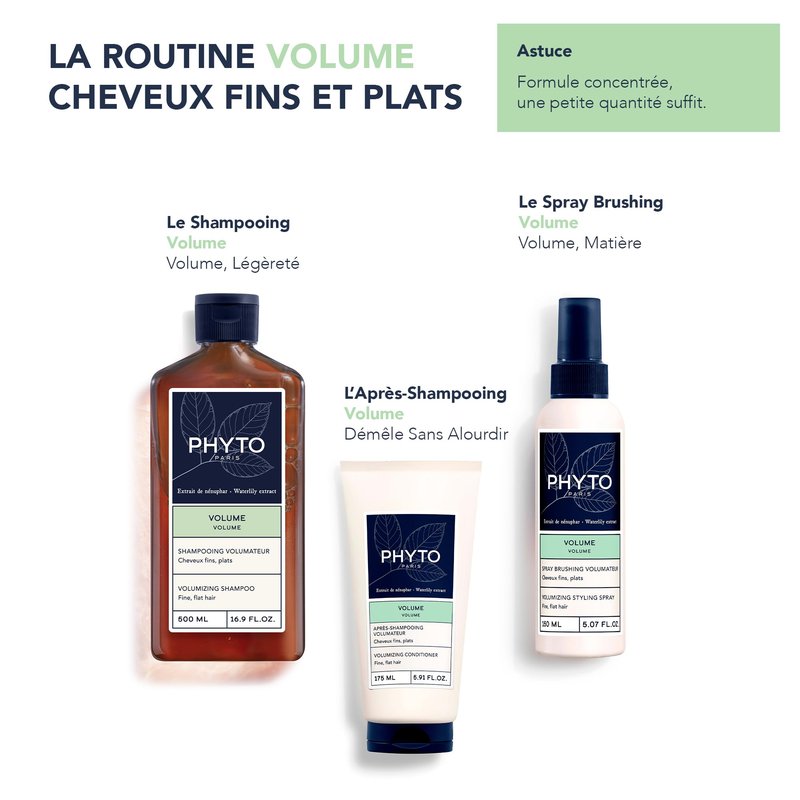PHYTO VOLUME Volumizing Shampoo, Lightweight, For Fine Hair and Thin Hair, Instant Volume