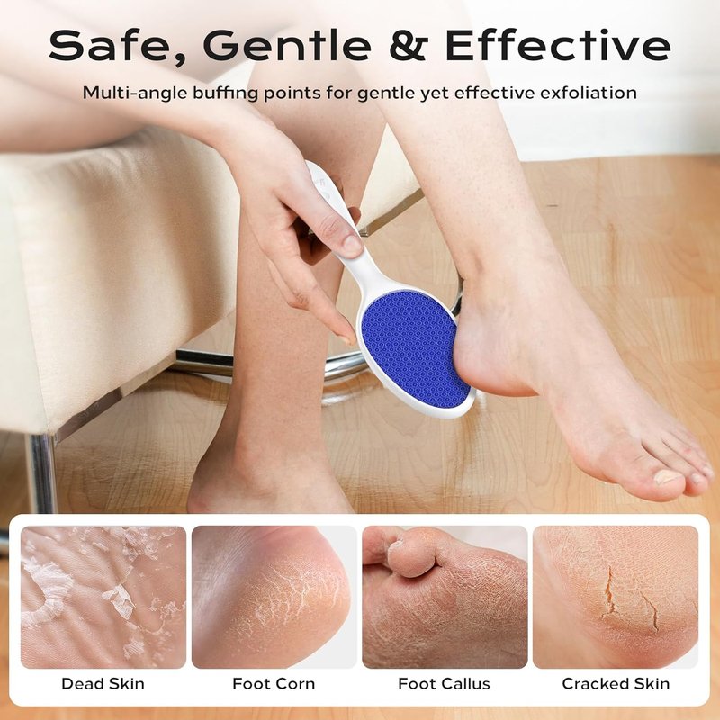 Nano Glass Foot File - 2-in-1 Callus Remover & Exfoliator | Gentle Pedicure Tool for Smooth Feet - Blue
