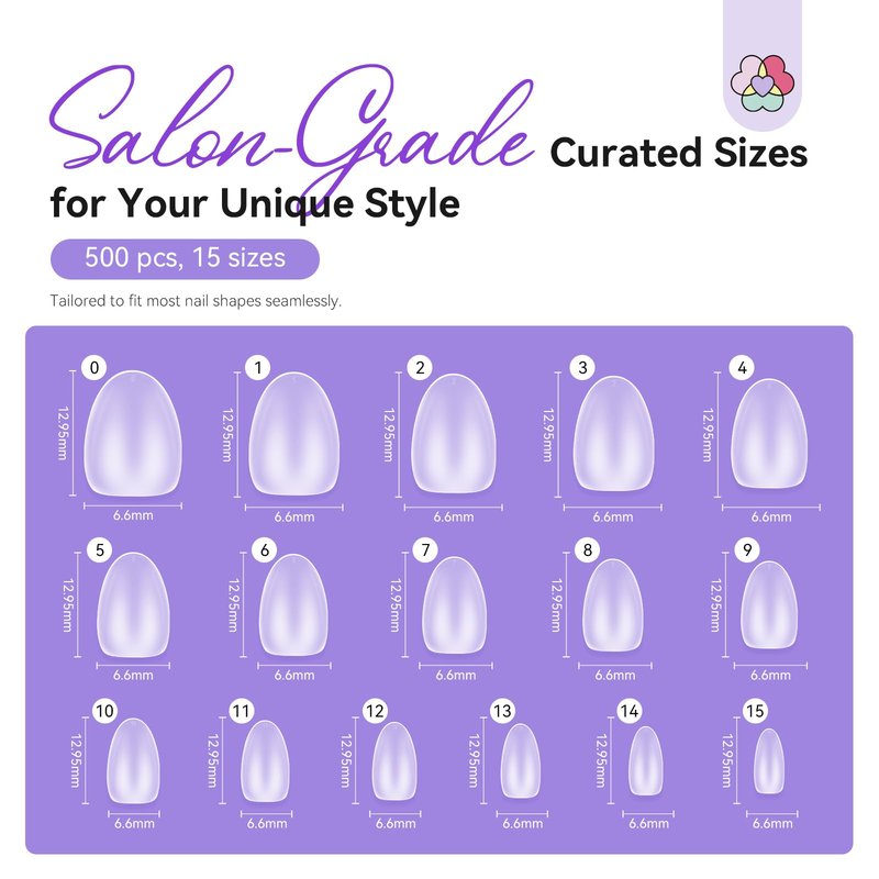 SAVILAND Advanced Gel Nail Kit Almond: 15 Sizes Extra Short Almond Nail Tips with Nail Drill & U V Lamp 500 Pcs Salon Grade Full Matte Nail Tips 30-Day Long Lasting Home DIY Beginner