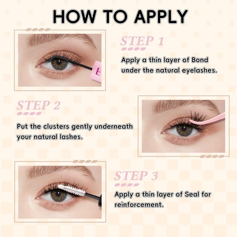 FADLASH Lash Bond and Seal Eyelash Glue DIY 2 in 1 Lash Clusters Glue with Mascara Wand for Strong Hold 72 Hours Long Lasting 10ml