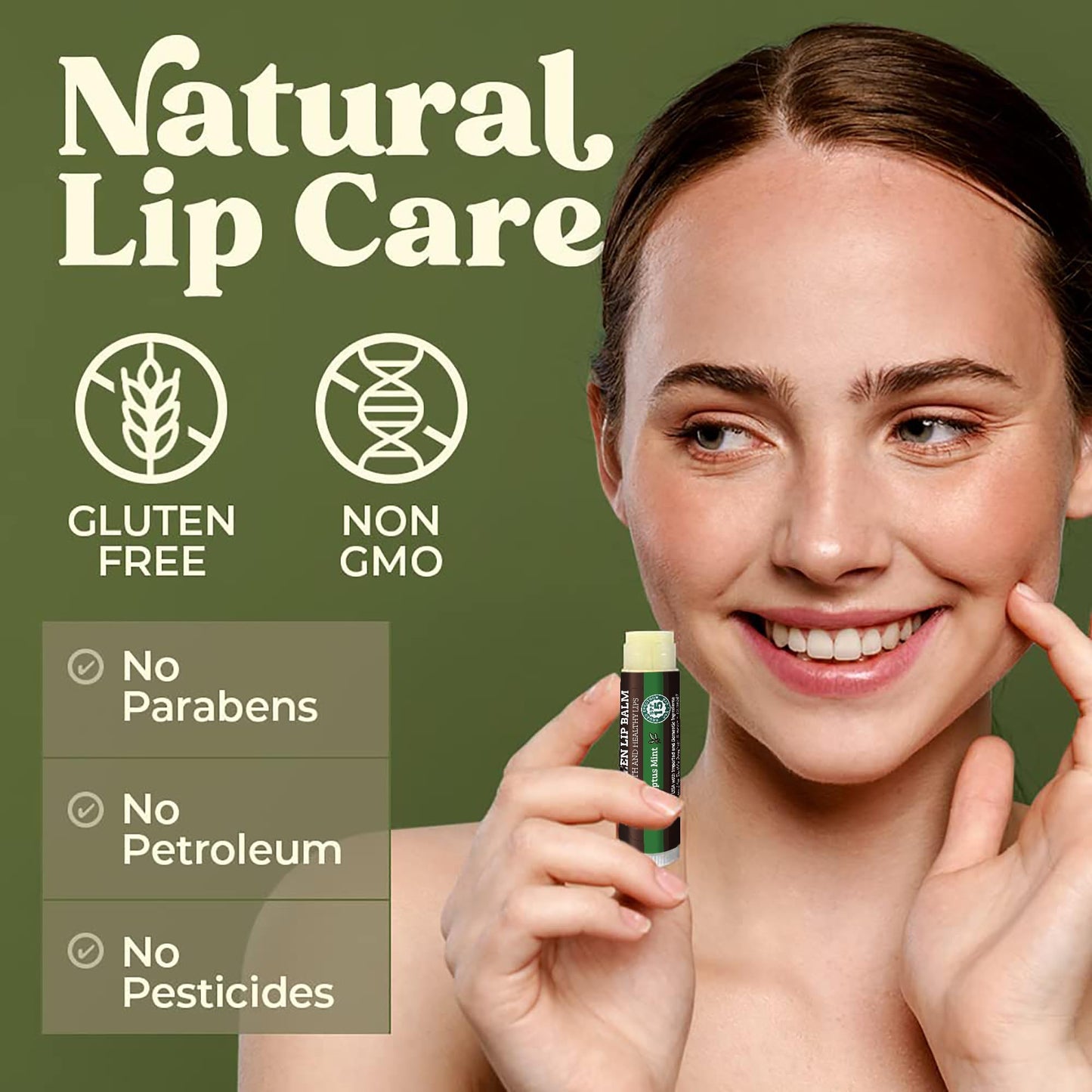 Earth's Daughter SPF Lip Balm Eucalyptus Mint 4-Pack - Lip Sunscreen, SPF 15, Organic Ingredients, Beeswax, Coconut Oil, Vitamin E - Hypoallergenic, Gluten Free