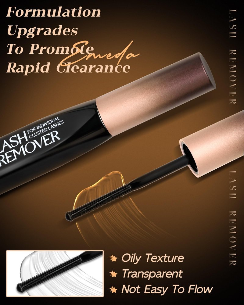 Cluster Lash Glue Remover – 5ml Gentle Eyelash Extension Remover for Cluster & Individual Lashes, Non-Irritating Lash Bond Solvent with Mascara Wand, Easy Self-Use at Home