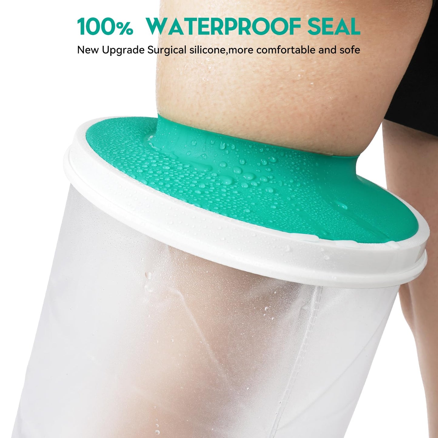 Waterproof Foot Cover for Shower Adult Teens with Upgraded Anti--Pooling Design DESIGN , Shower Boots for Foot after Surgery, Watertight Ankle Cast Protector Showeing Boot Cover for Surgery Bandage Dressing Wound, Reusable