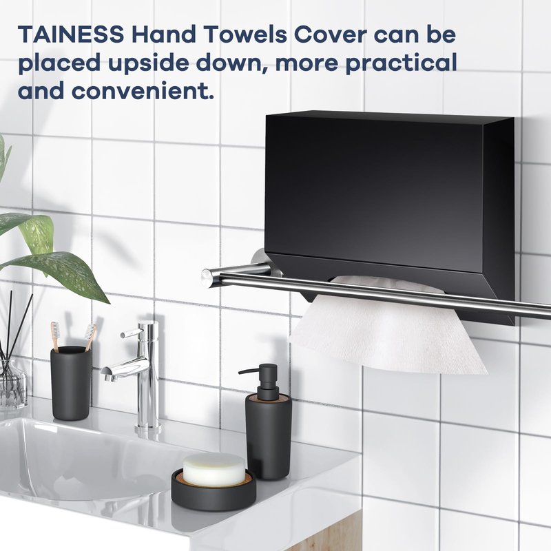 Acrylic Hand Towel Box Cover Compatible with Kleenex Disposable Hand Towels Wall-Mounted Paper Towel Dispenser Suitable for Tabletop, Bathroom, Car, and Office Use Valentine's Day Gifts (Black)