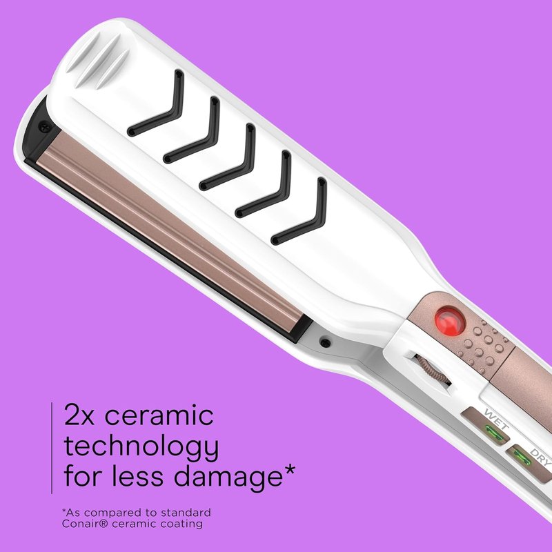 Conair Double Ceramic Flat Iron - 1.5-Inch Wet-to-Dry Hair Straightener for Smooth Styles