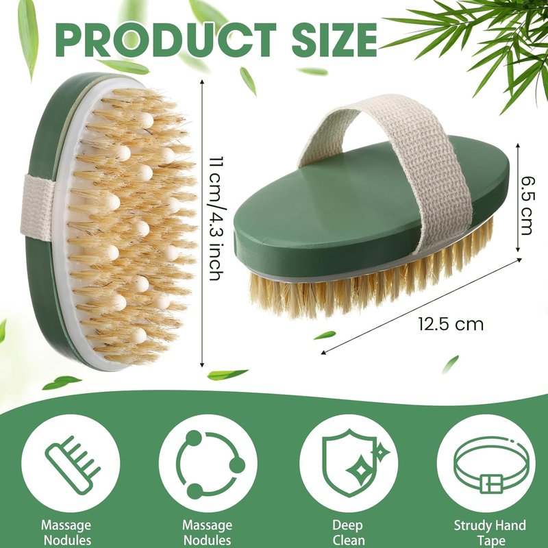 Gejoy Dry Brushing Body Brush Set - 10 Exfoliating Brushes for Lymphatic Drainage & Cellulite | Sage Green (4.92 x 2.56 Inches)