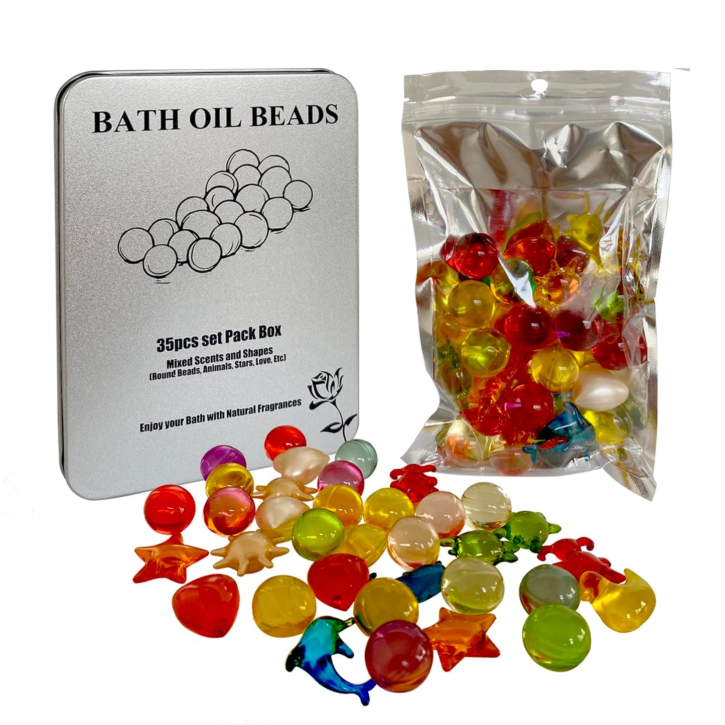 35pcs Set Bath Oil Beads Floral Fragrance Bath Pearls SPA Shower Oil Moisturizing Essential Oil for Bathing Skin in Hotel Home Travel bathtubs