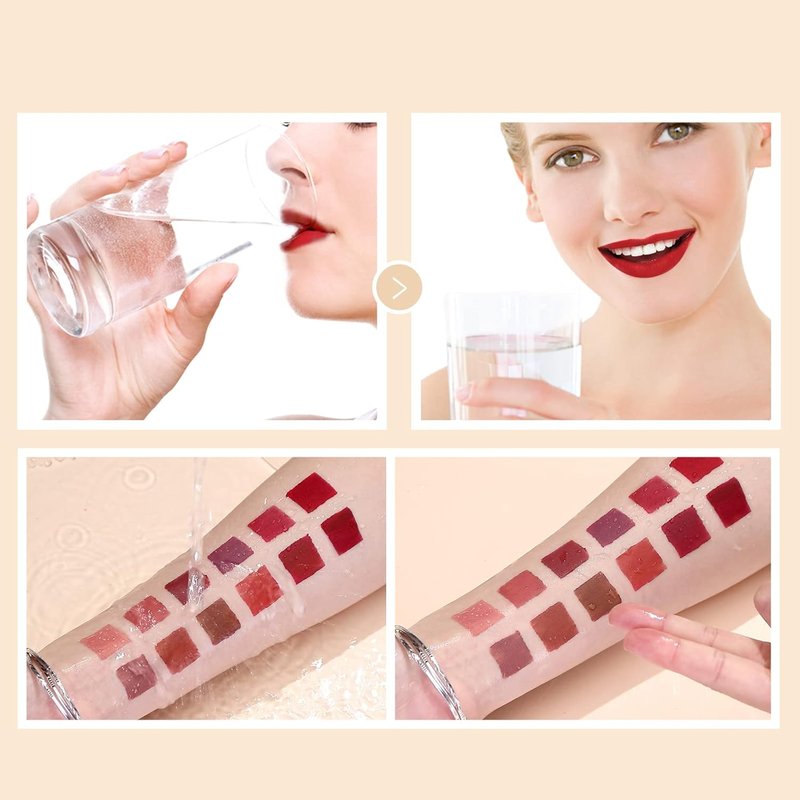 Skiennix Matte Liquid Lipstick Set - 12 Pcs Waterproof & Long-Lasting Lip Stain | Full Coverage in Nude & Dark Red