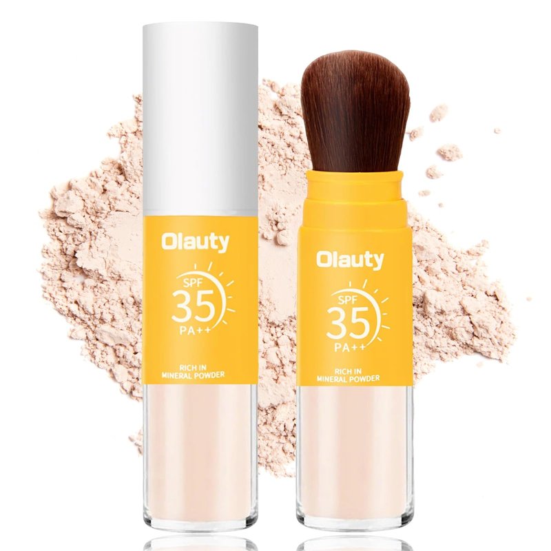 Mineral Powder Sunscreen for Face & Scalp, SPF 35, Brush on Sunscreen Setting Powder, Matte Oil Control Hair Sunscreen Face Powder, Lasting Lightweight Breathable (#01 Translucent)