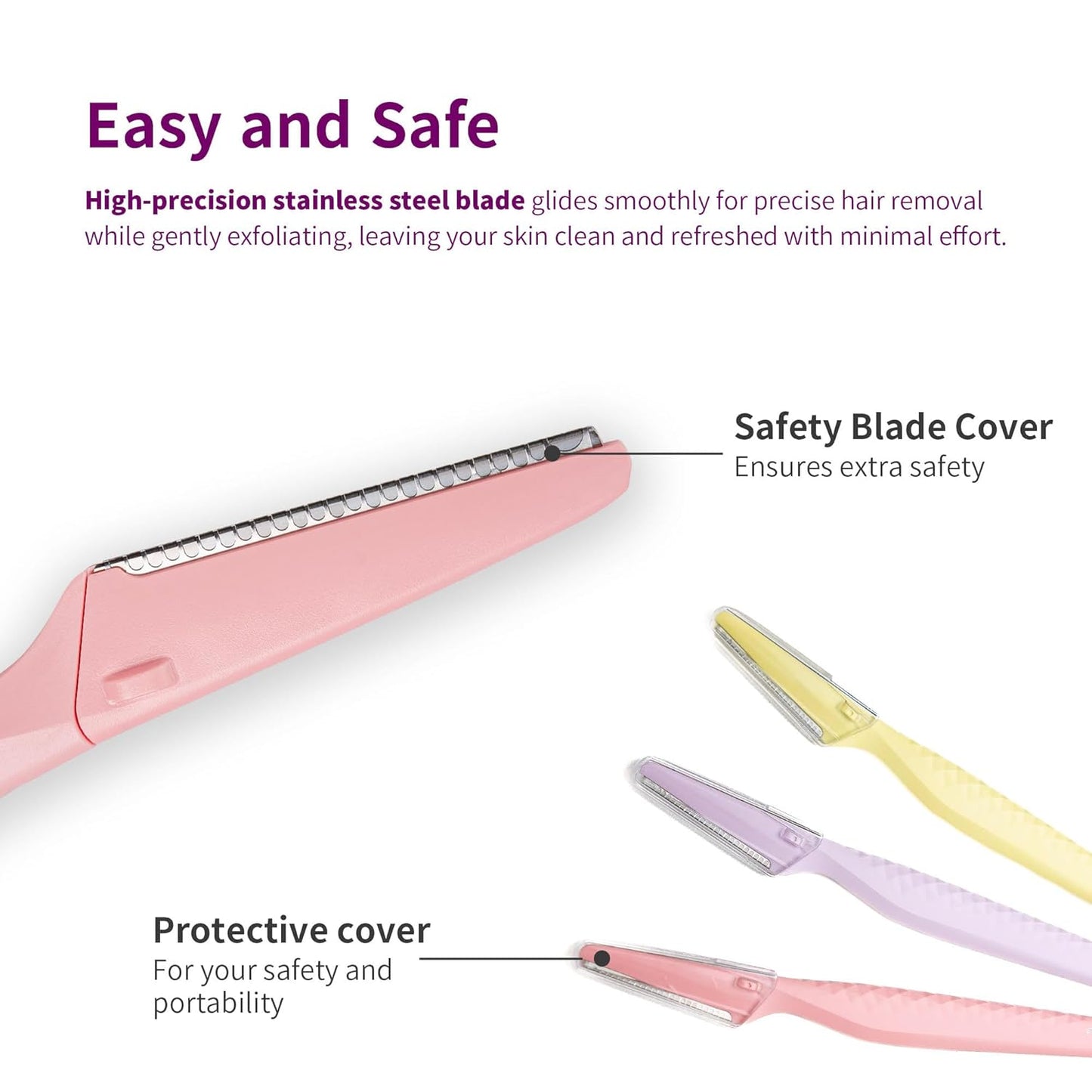 Tinkle Everglow Dermaplane Razor - Eyebrow & Face Hair Remover | 12 Count, Stainless Steel Blades