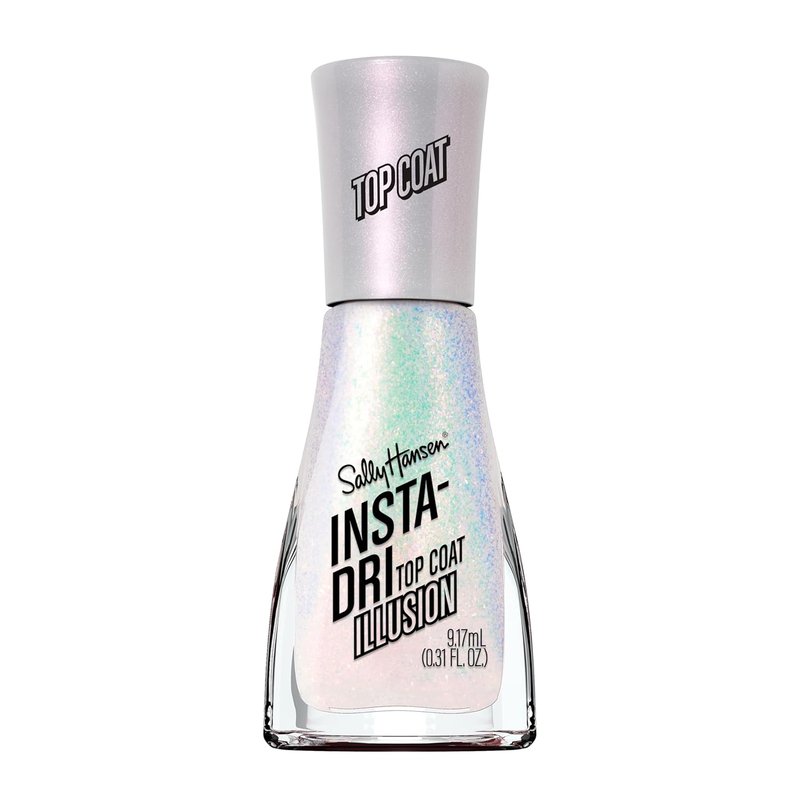 Sally Hansen Insta-Dri Nail Polish Top Coat - Quick Dry, Long Lasting, Streak-Free Shine | Illusion Shimmery White