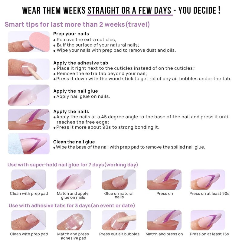 BTArtbox Press On Nails - Pink Chrome Short Square Nail Tips | Reusable 32-Piece Soft Gel Kit in 16 Sizes
