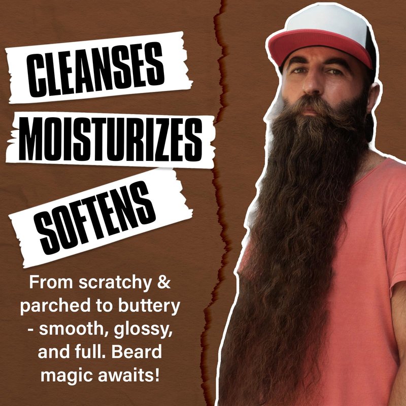 Beard Wash and Conditioner & Silicone Beard Brush Set w/Argan & Jojoba Oils - Reduce Beard Itchy, Dandruff, Beard Shampoo, Softens & Strengthens & Shine - 2 x 4 Fl Oz 120ML