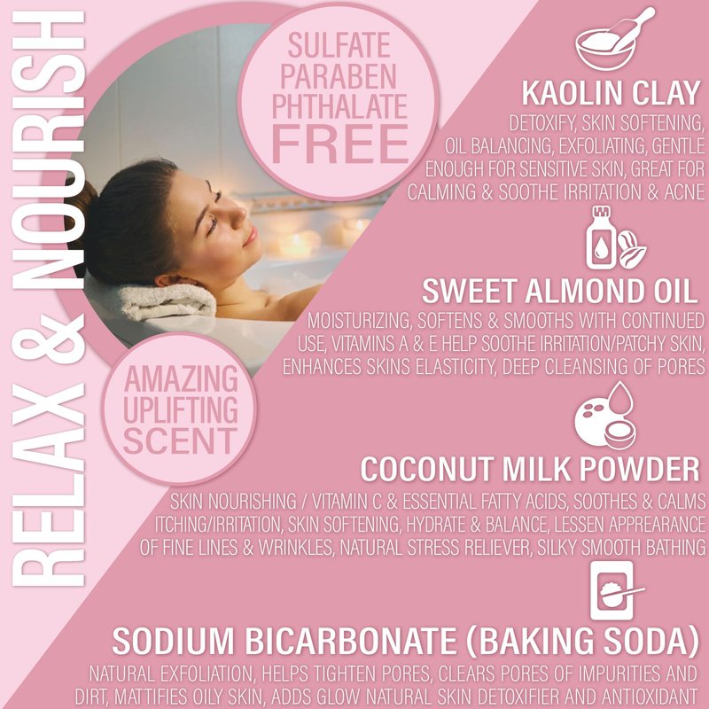 Luxiny Coconut Milk Bath Soak – Vegan Fizzy Bath Powder with Almond Oil, 8oz