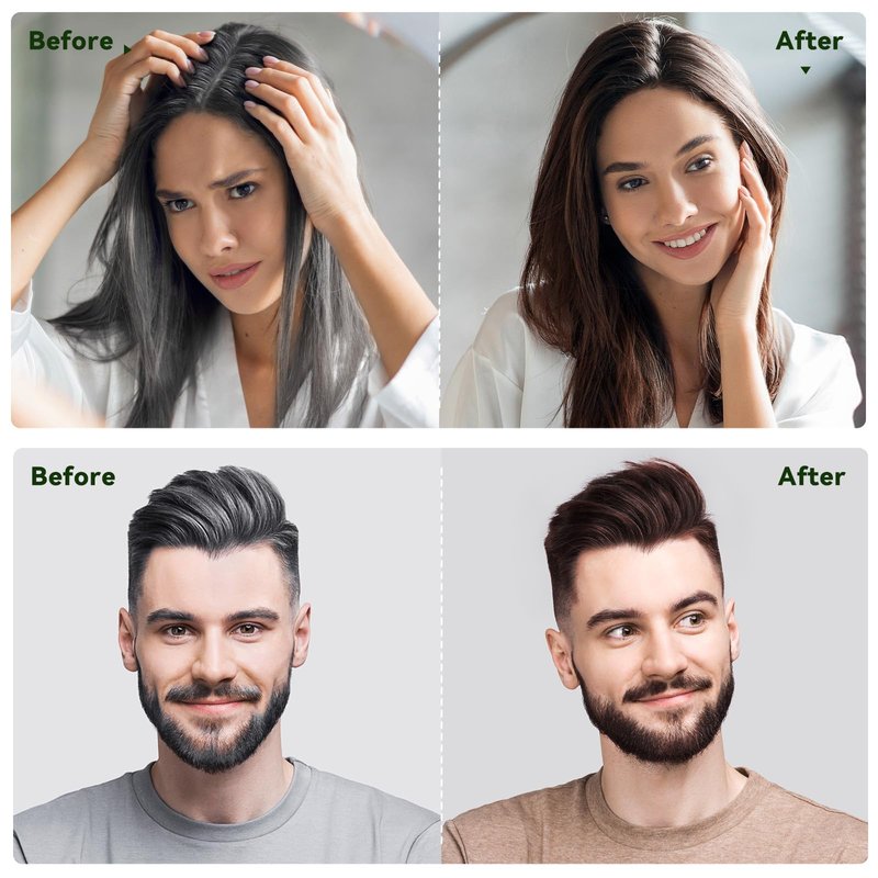 Dark Brown Hair Dye Shampoo - Natural Nutrition for Gray Hair Coverage, 3 in 1 Shampoo for women, Semi Permanent Hair Color for Instant, Lasts 30 Days/Natural herbal Ingredients, 150 ML/5.07 OZ