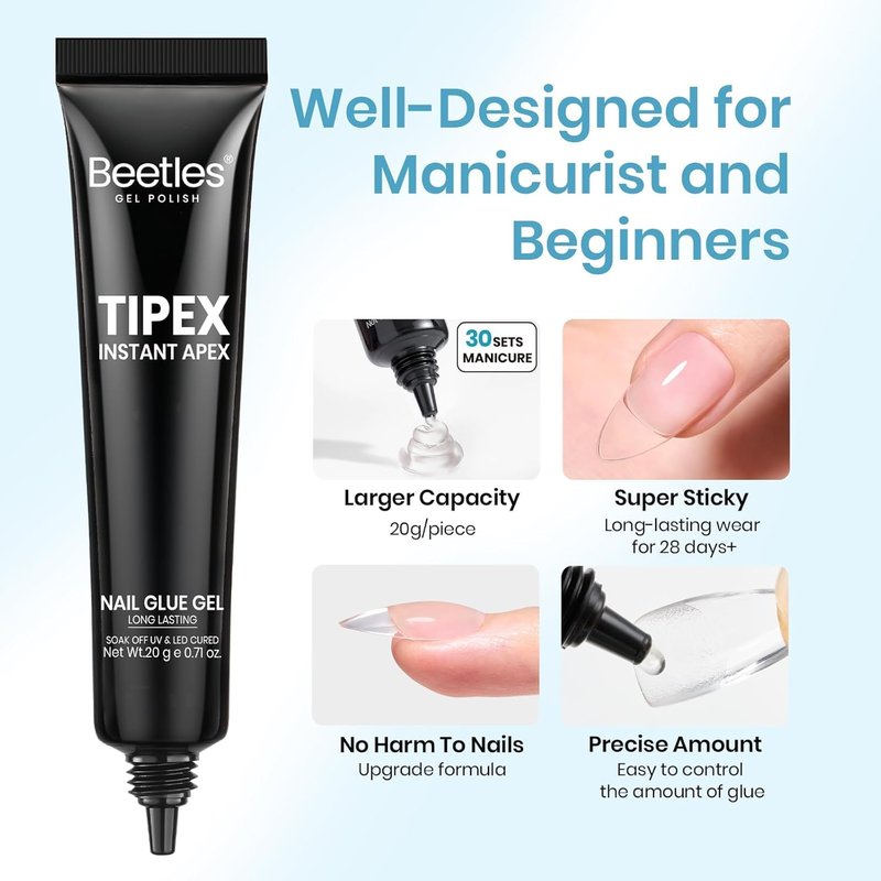 Beetles Nail Glue Gel - Super Strong 20g for Tipex Nail Tips | Long-Lasting, Beginner-Friendly