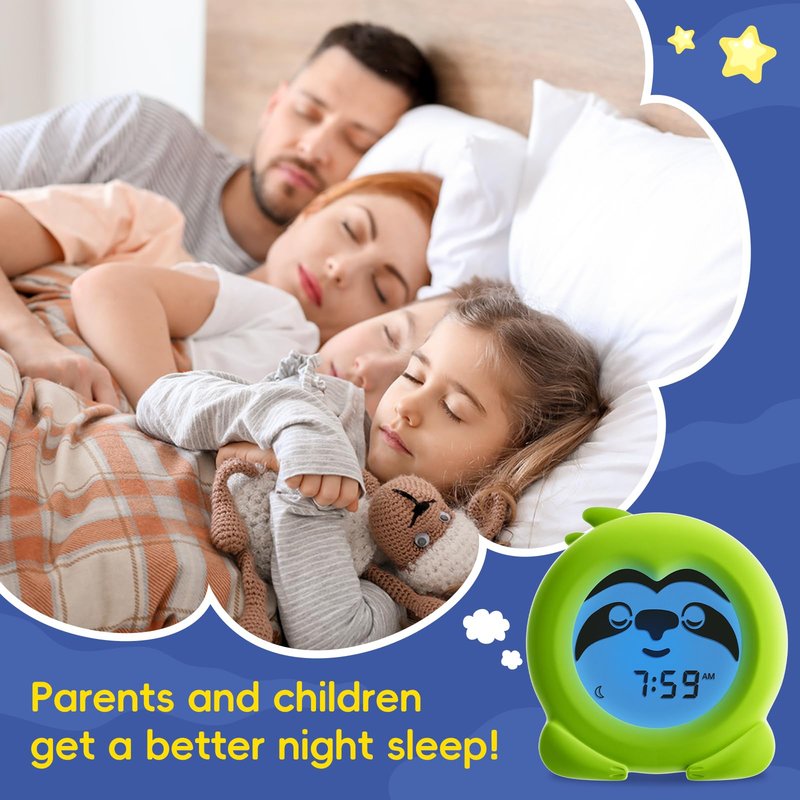 B&H Sleep Trainer Clock for Toddler - Ok to Wake Clock, USB Rechargeable Cute Kids Alarm Clock, Drop Proof Night Light, Science-Backed Lighting for Peaceful Sleep and Ready to Rise Mornings - Sloth