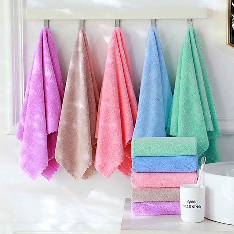 Premium Coral velvet Washcloths Set-5 Pack, Ultra Soft & Highly Absorbent Face Towels for Bath, Spa & Gym, Soft Feel Fingertip Towels Quick Drying Microfiber Hand Towel 29.5” x 13.8”Large Wash Cloths.