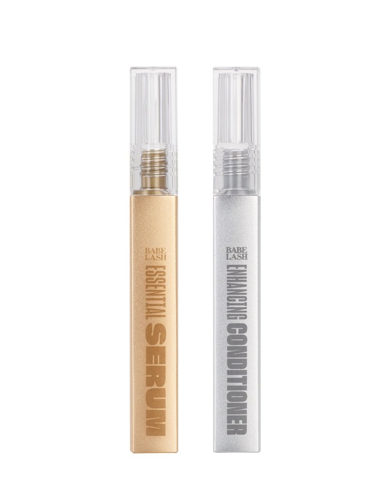 Babe Lash AM/PM Kit - 2mL Essential Serum & 3mL Enhancing Conditioner, Lash Enhancing Serum for Natural Lashes and Extensions, Value Gift Set