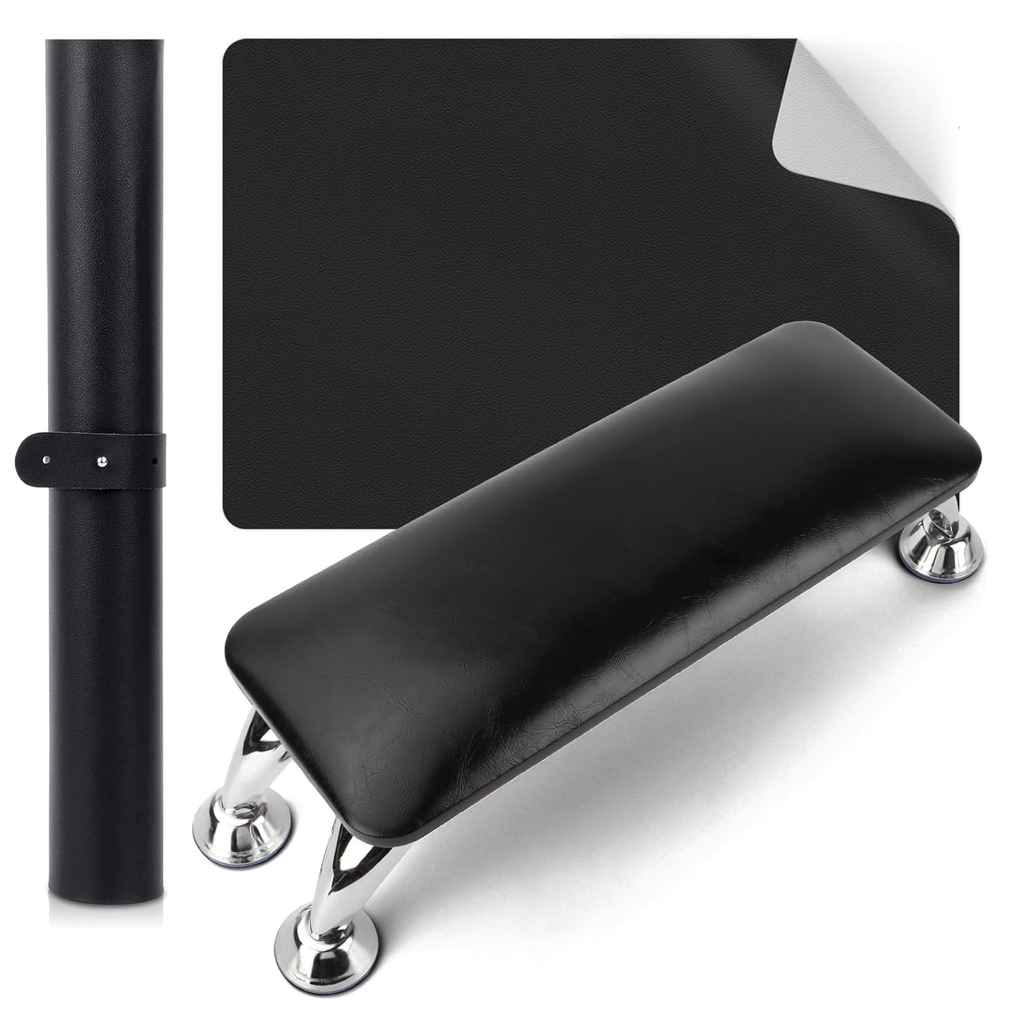 Skiennix Nail Arm Rest - Soft Microfiber Leather Cushion for Acrylic Nails | Black Hand Pillow & Table Mat