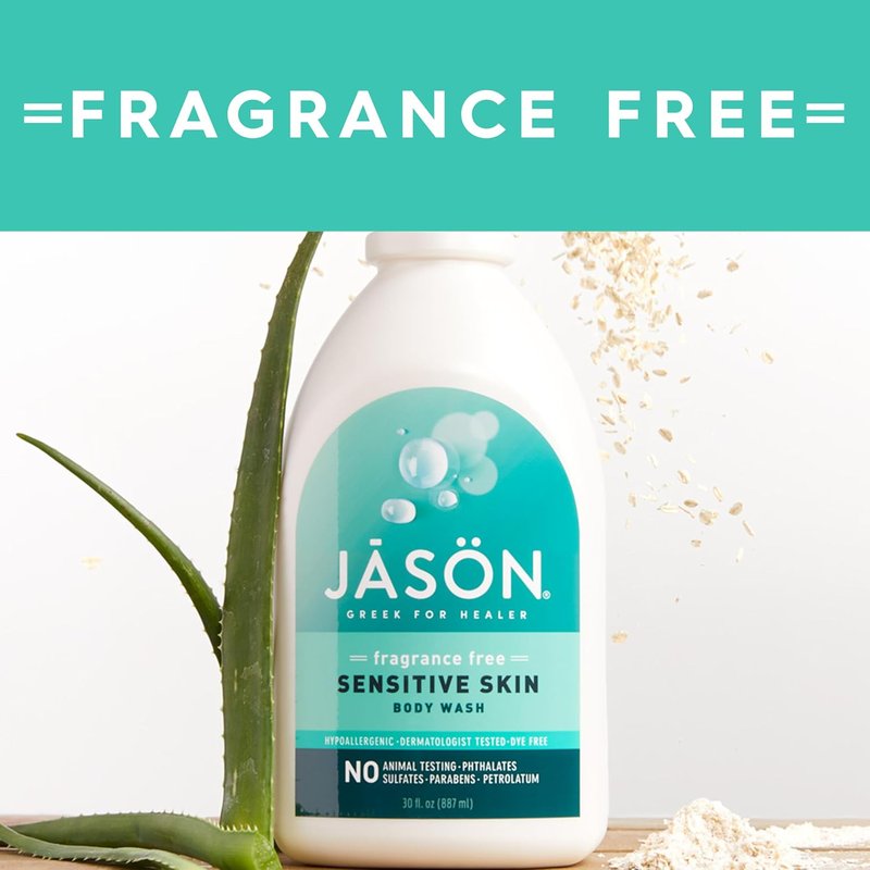 JASON Sensitive Skin Body Wash - Fragrance-Free Formula for Gentle Clean | 30 Fluid Ounces