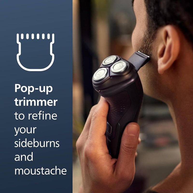Philips Norelco Shaver 2400 Series - Wet & Dry Electric Shaver with Pop-Up Trimmer | Deep Black Model X3001/90