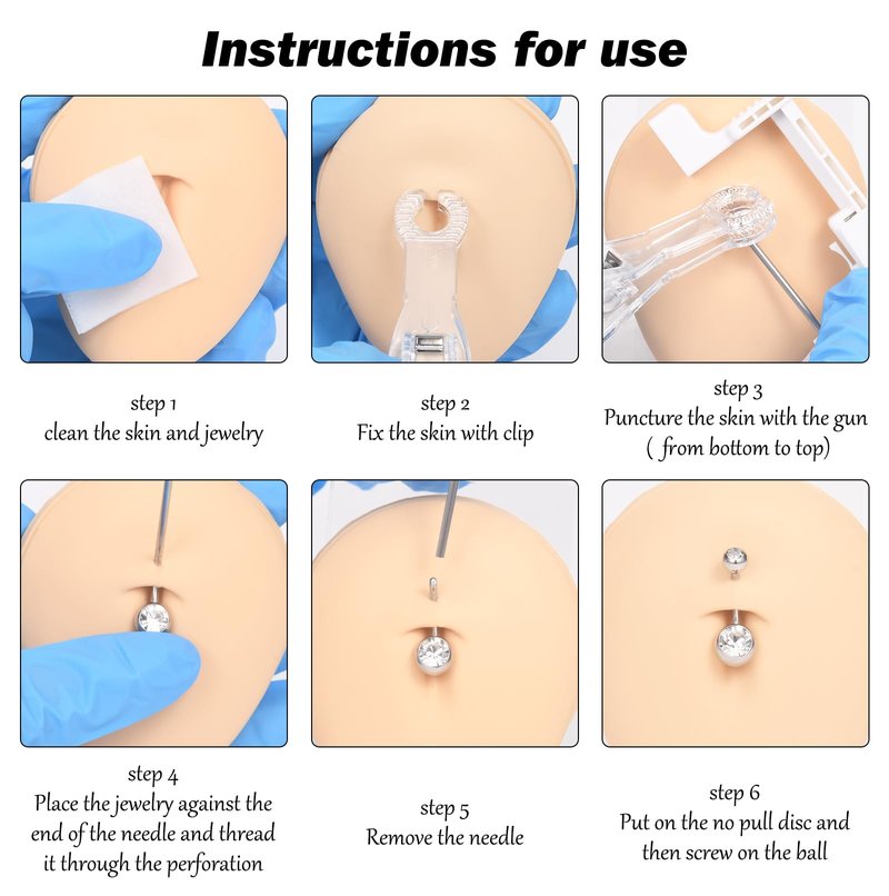 QWALIT Belly Button Piercing Kit - Gold Belly Piercing Gun