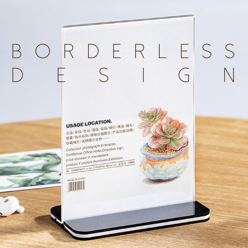 Acrylic Sign Holder - 12x8 Two-Sided Display Stand | 4 Pack Clear Menu Holder for Cafes & Events