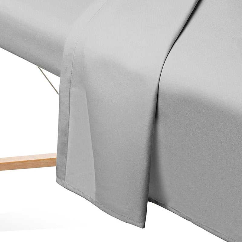 Flannel Massage Table Sheet Set - Soft Cotton Facial Bed Cover with Flat & Fitted Sheets | Light Gray