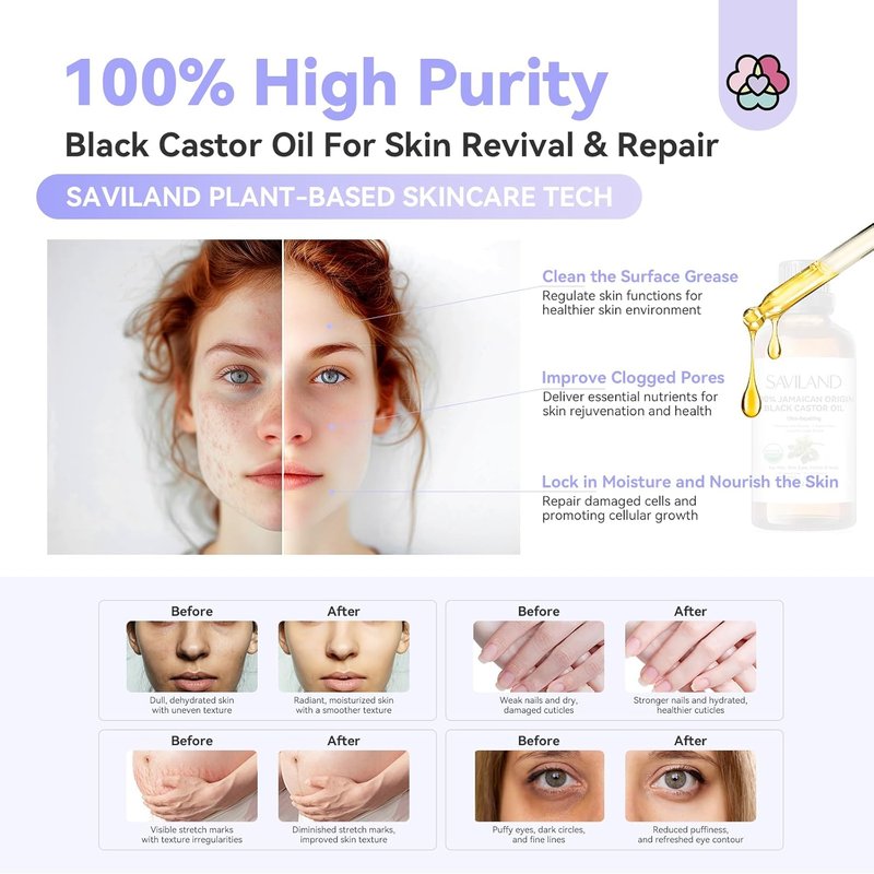 Jamaican Black Castor Oil - 100% Pure & Organic for Hair, Skin, Eyebrows | Unrefined, Multi-Purpose Care