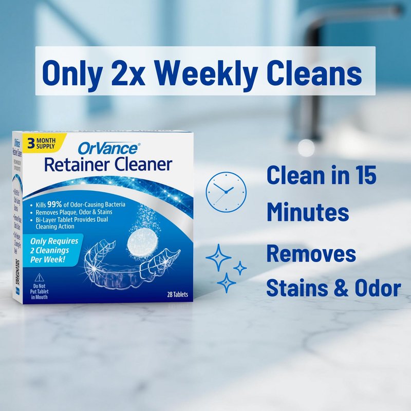 OrVance Retainer Cleaner Tablets (3 Month Supply) | Only 2 Cleanings Per Week Required | Removes Odors, Stains, Plaque for Invisalign, Mouth/Night Guards, and Removable Orthodontic Appliances