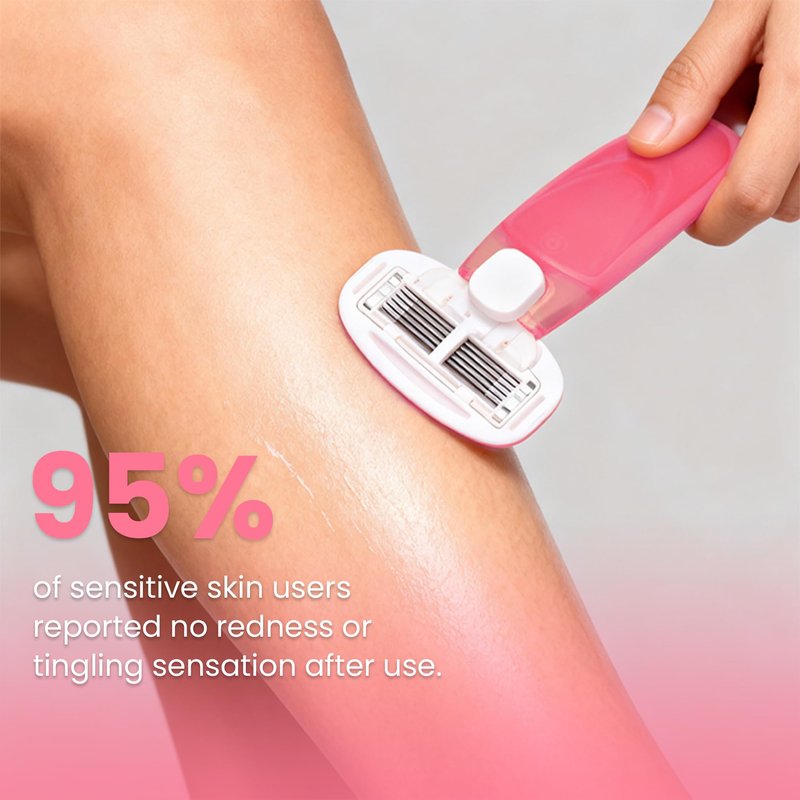 Keropy Women Razors moisturizing bar for Sensitive Skin, Travel Razors Shaving Kit Essential - 5-Blade for Sensitive Skin - Bikini, Legs, Underarms - 1 Handle & 3 Refill Cartridges - Pink