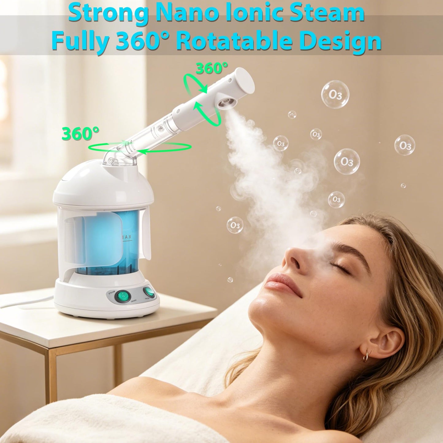 SUPER DEAL Hair Steamer PRO 3 in 1 Multifunction Ozone Facial Steamer with Bonnet Hood Attachment, Hair Therapy & Face Steamer for Personal Care Use at Home or Salon
