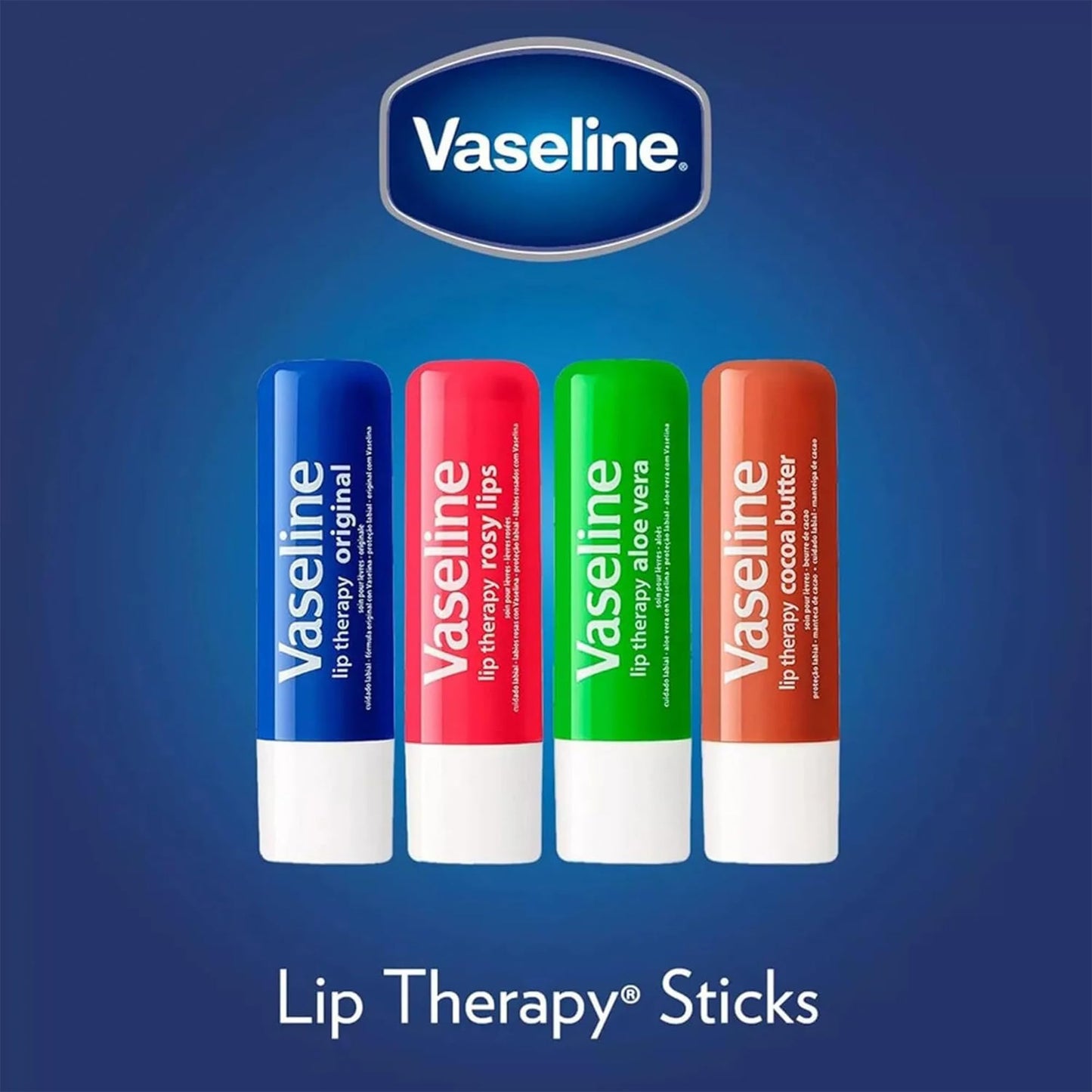 Vaseline Lip Therapy Bulk Lip Balm Rosy Lips & Original 12-Packs, 24 Sticks Total, 0.16 Oz Ea