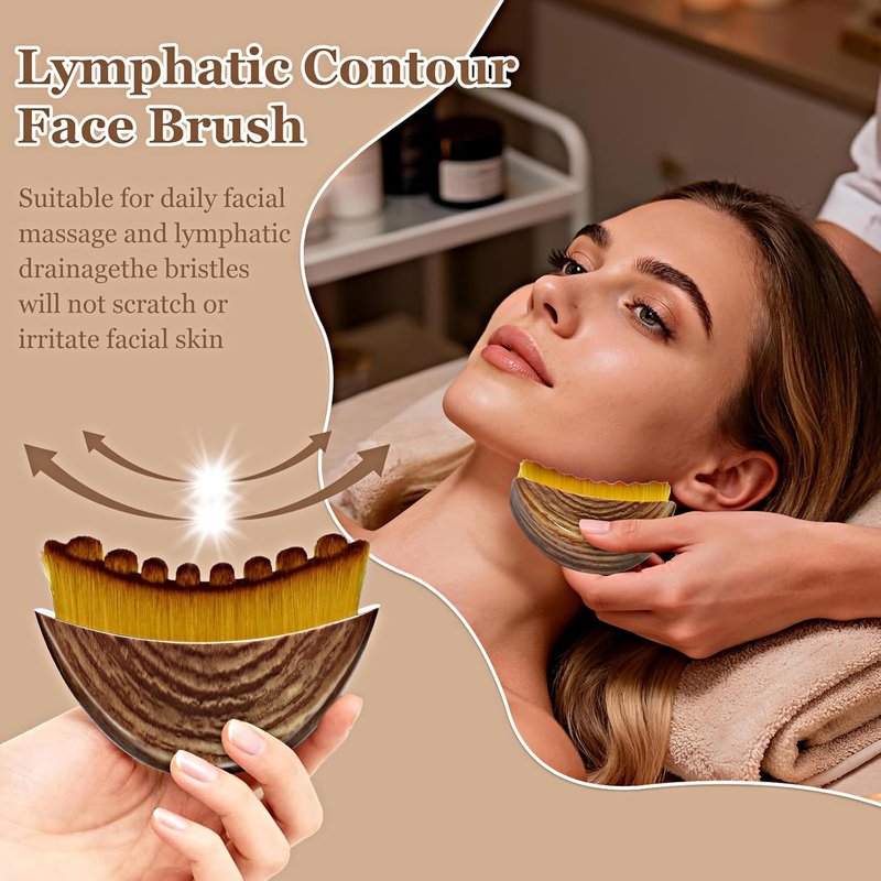 Lymphatic Contour Face Brush - Sculpting Tool for Anti-Puffiness & Skin Glow | Promotes Detox & Serum Absorption