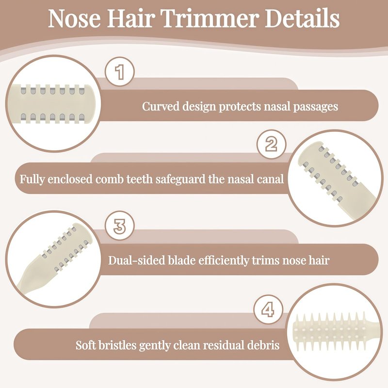 KTBKGV 2-in-1 Nasal Hair Cutter, Double Sided Nose Hair Cutter, Portable 360° Rotating Manual Nose Hair Trimmer for Men and Women (Multicolor-5PCS)