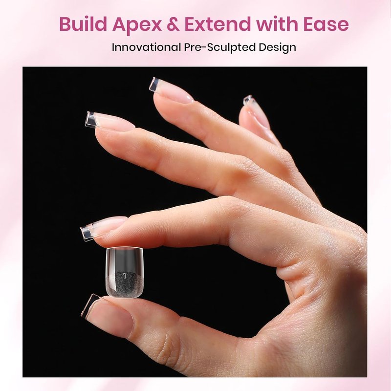 Beetles Nail Tips - Instant Apex XS Square Extensions | 16 Sizes 00-14, No Builder Gel Needed