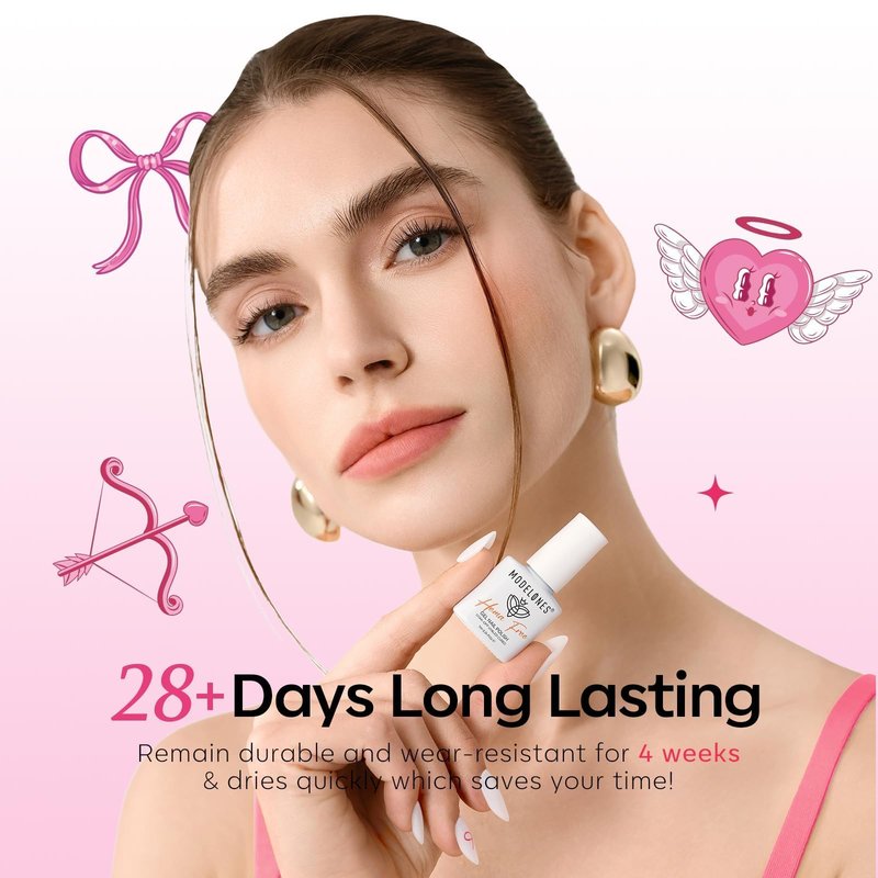 modelones Pink Gel Polish Set, Hema Free Light Pink Cat Eye Gel Polish Jelly Glitter Nude Hot Pink Pastel Nail Polish 6 Colors 2026 Spring Easter LED Nail Art DIY Gift with Magnet&Love-heart Stickers