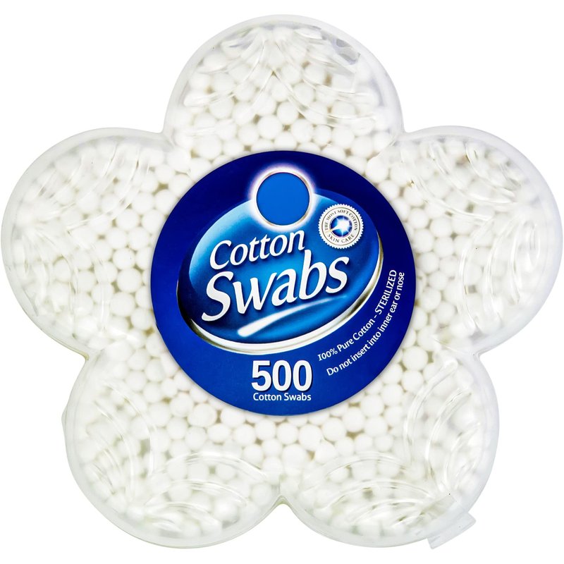 R-NEU 500 Cotton Swabs, Doubled Tipped, Sterilized, 100% Pure Cotton Qtips for Cleaning, Home, Makeup, Pet and Baby Care, Random Color (500 Count)