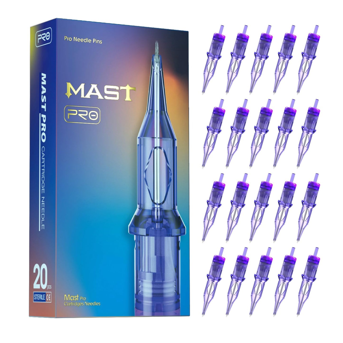 Mast Pro Tattoo Cartridges 20Pcs Disposable Needles Bugpin Round Shader 1005RS