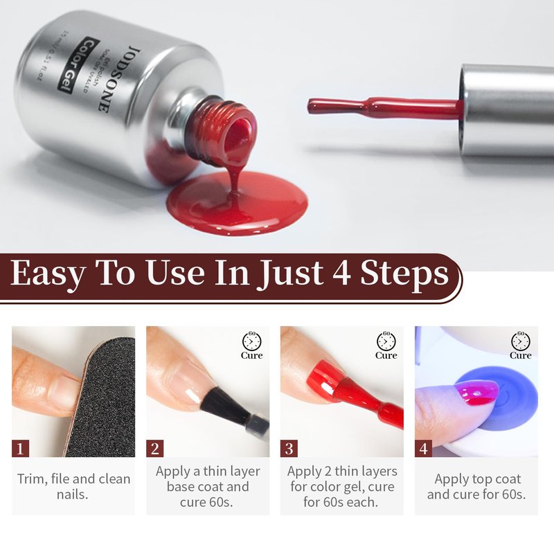 JODSONE Red Gel Nail Polish 1Pc 15ml Soak Off U V LED Gel Polish Nail Art Design Manicure Salon DIY At Home