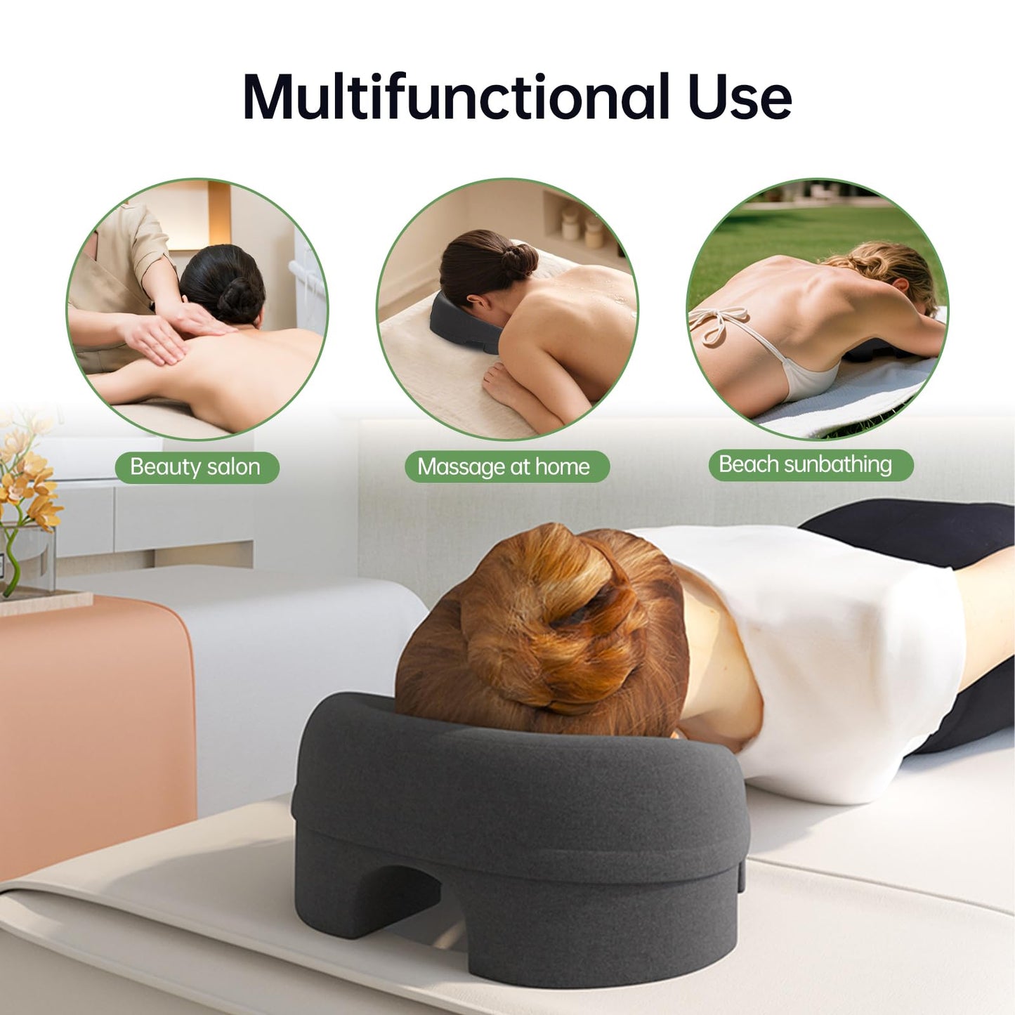 UTJZIB Face Down Pillow for Massage - Massage Headrest for Bed, Face Down Pillow for Sleeping, Post-Eye Surgery Recovery, and Beach Tanning, Massage Tools.