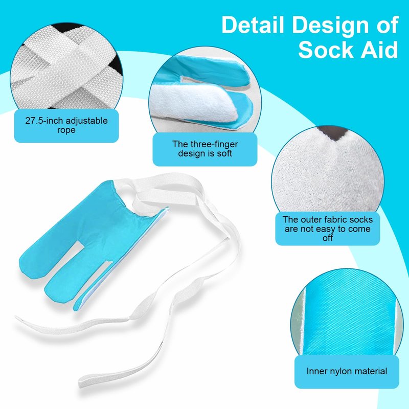 KkaFFe Sock Aid Device for Seniors, Sock Aids for Putting and Off Socks, Sock Helper for Pregnant Women and Disability, Easy On and Off Stocking Slider, Handicapped Avoid Bending Sock Assistant Device