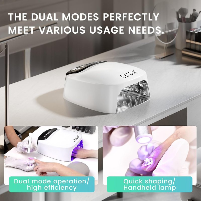 L'UGX 2 in 1 UV LED Nail Lamp, Rechargeable UV Light for Gel Nails, Cordless Nail Dryer with Handheld Gel Light for Nail Polish, Perfect for Home Salon Manicure