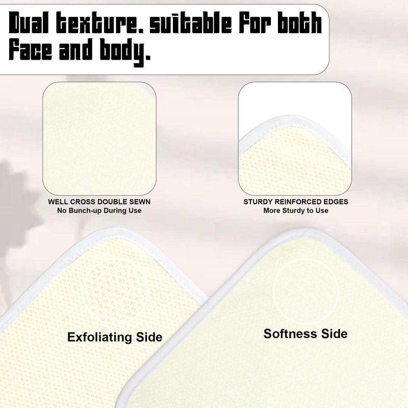 Aphumedc 4PCS Exfoliating Washcloth Set - Soft Weave Towel for Face Body, Body Scrubber for Dead Skin Thin Wash Rags for Travel - Beige Exfoliating Towel Pack