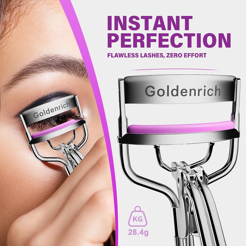 Eyelash Curler - Painless Perfect Curl with 6 Replacement Pads | Silver, Purple, Pink Options for Beauty Enthusiasts