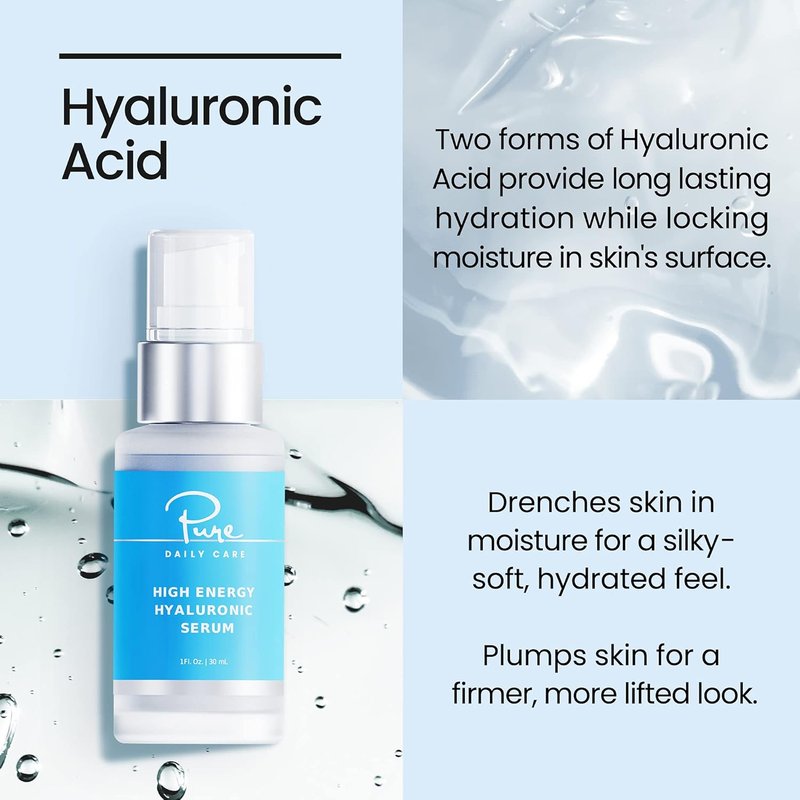 Hyaluronic Serum - High Energy Hydrating Serum with Clinical Grade Hyaluronic Acid | 1oz