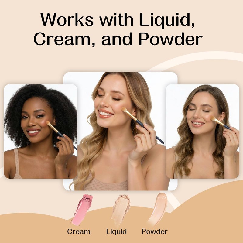 AMORTALS Concealer Brush, Small Round Under Eye Concealer Brush for Dark Circles, Dense Makeup Brushes for Liquid & Cream, Seamless Blending Tool