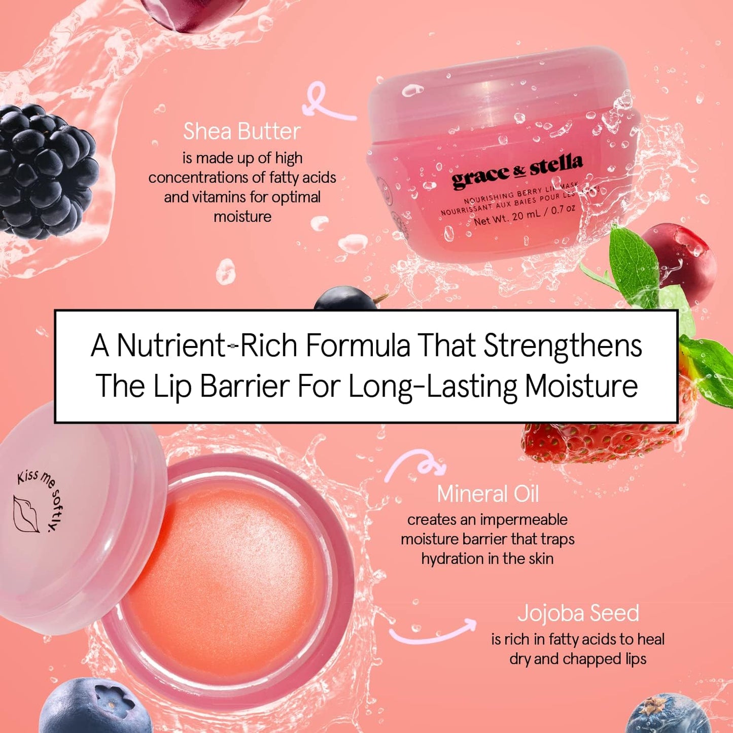 grace & stella Award Winning Lip Butter - Hydrating Lip Balm - Nourishing Lip Mask (1-pack) Travel Essentials, Travel Size Toiletries, Birthday Gifts for Women & Teens - Overnight Lip Repair - Vegan